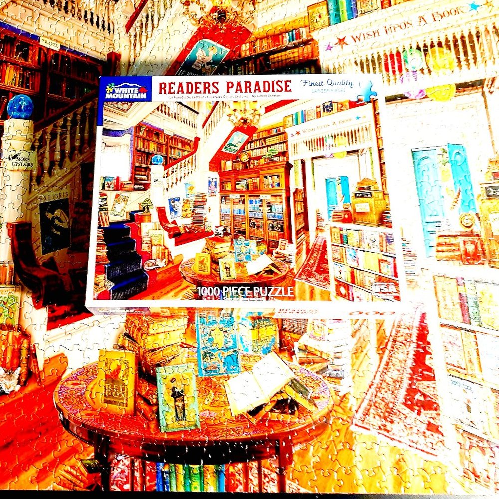 White Mountain Jigsaw Puzzle Readers Paradise 1000 Pieces Complete